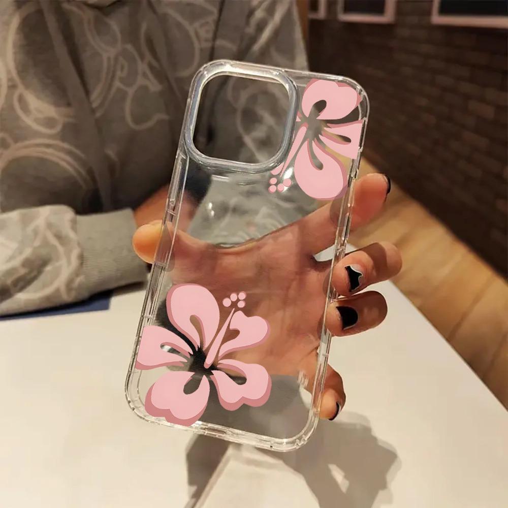 

Pink Flower Minimalist Aesthetic Transparent Phone Case Suitable For iPhone 17 16 11 12 13 14 15 Pro Max Plus XR XS X 7 8 Cover iPhone 15 Pro Max