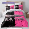 Name Custom Black&pink Pattern Bedding Set Quilt Cover Pillowcase Home Decor Gift (1 * duvet cover + 2 * pillowcase, without core)