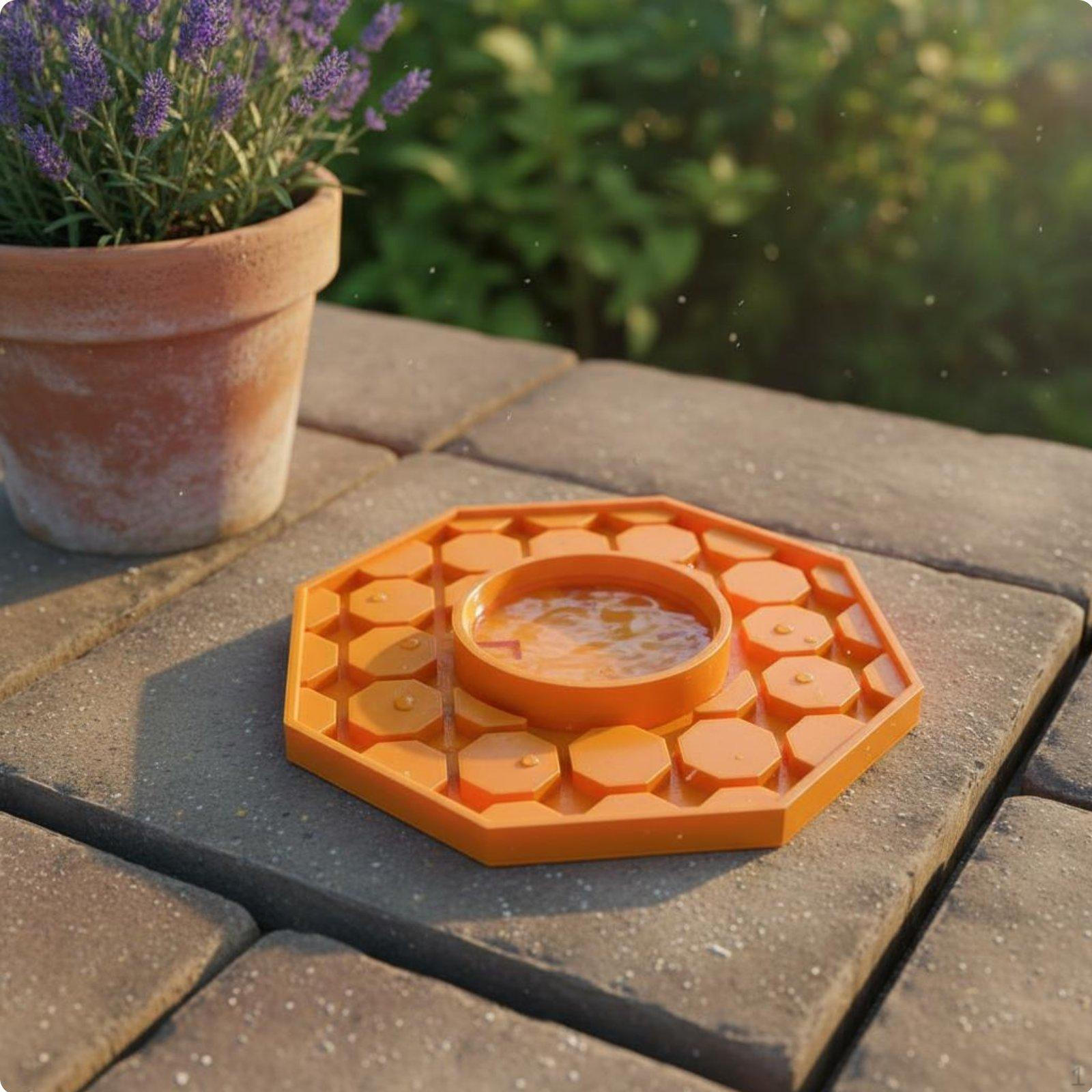 Bee Watering Dish AntiDrowning Design 3D Printed Drinker Landing Pads Supply for Beekeepers, Orange No Logo