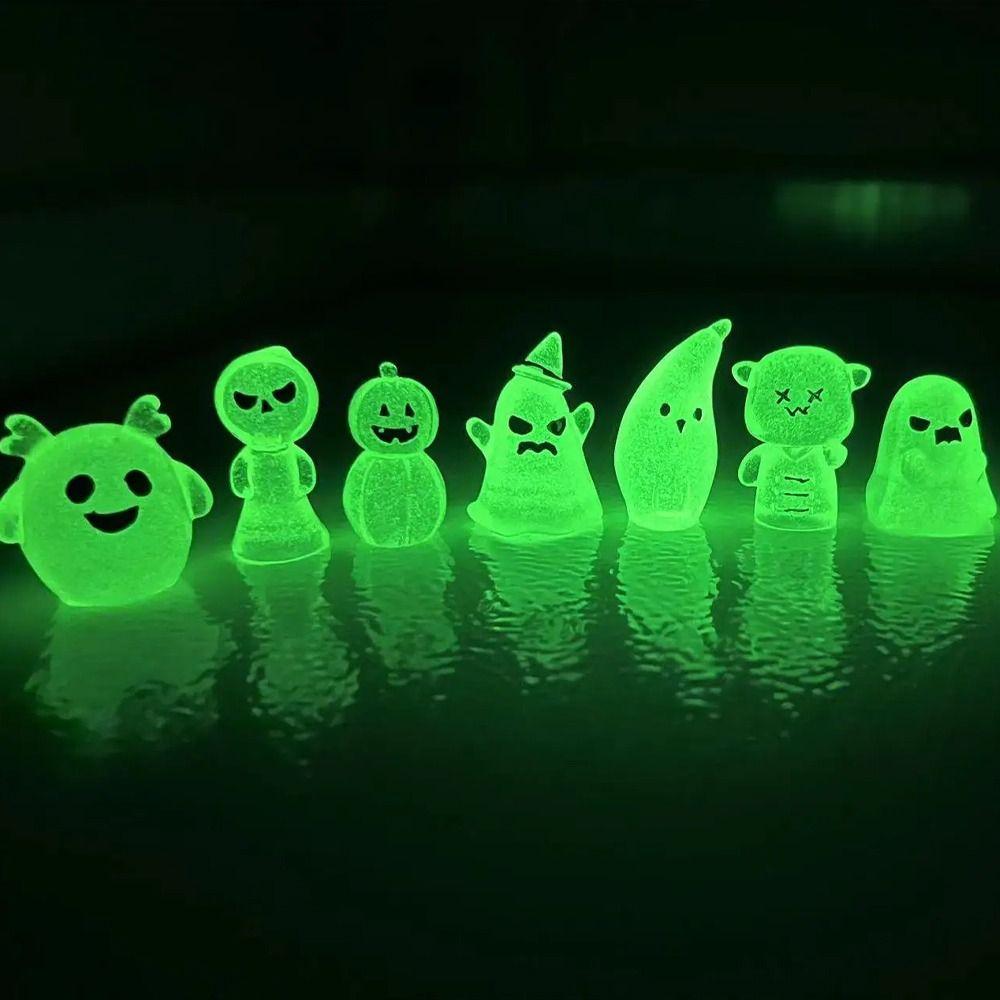 8pcs Cartoon Halloween Luminous Ghost Figurines Halloween Pumpkin Ghost Decor  Bar Home Decor