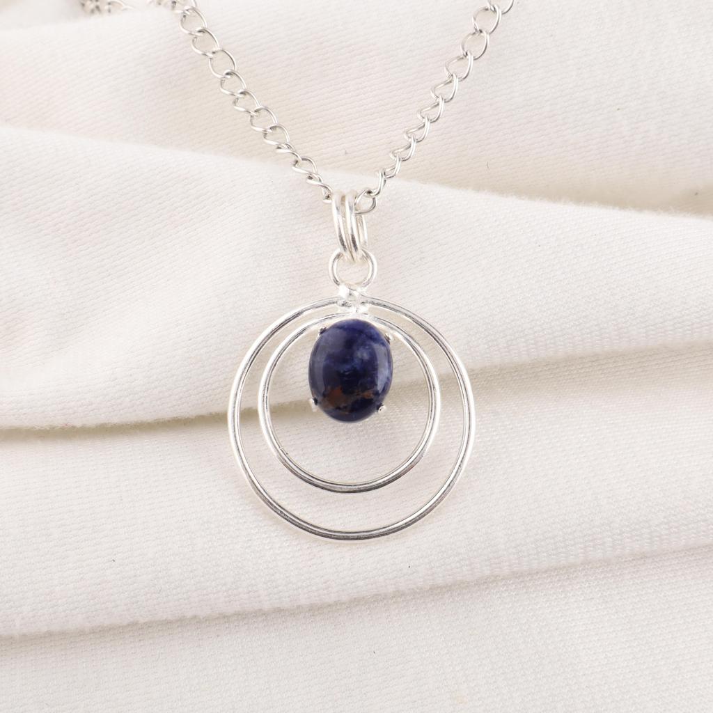 Sodalite Pendant Jewelry, 925 Solid Sterling Silver Jewelry, Handmade Beautiful Pendant For Wedding Gift
