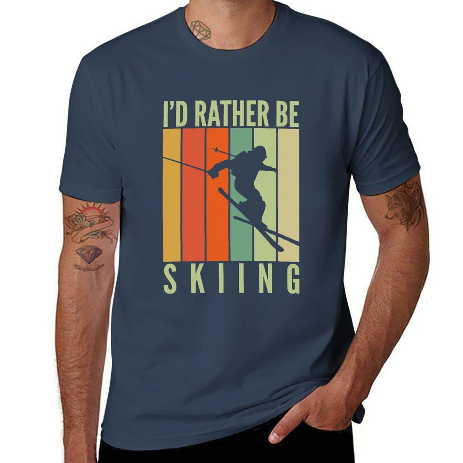 Id Rather Be Skiing Winter Sport Tshirt Casual Trendy Streetwear Tee Shirt S