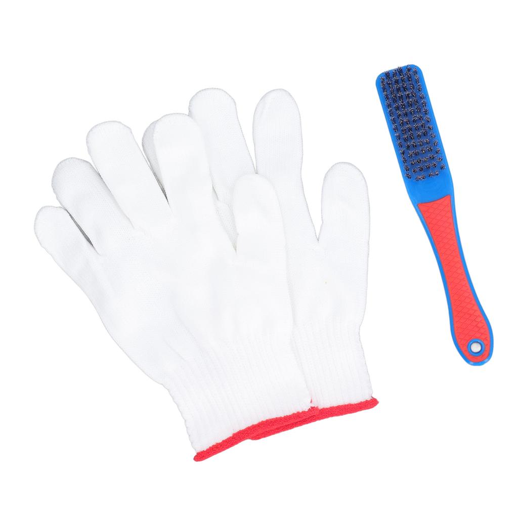 Stainless Steel Brush Comfortable Silicone Handle Portable Wire Brush Set with Gloves for Wheels