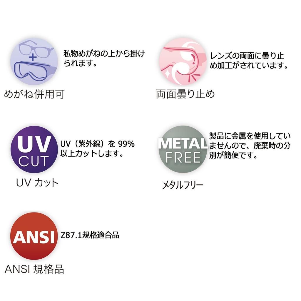 Runebel Safety Glasses Clear Overglasses [Midori Anzen] MP-912 (Anti-fog coating)