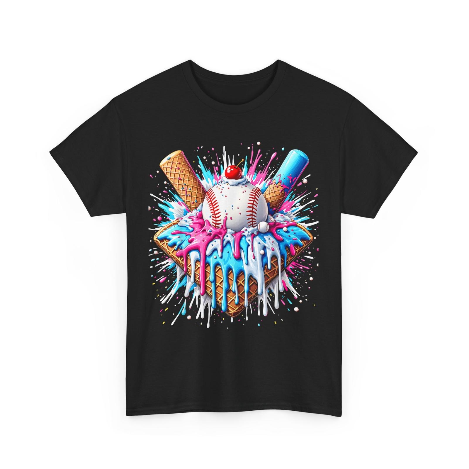 Baseball Home Plate Ice Cream Drip Fun Sports Lover T-Shirt M