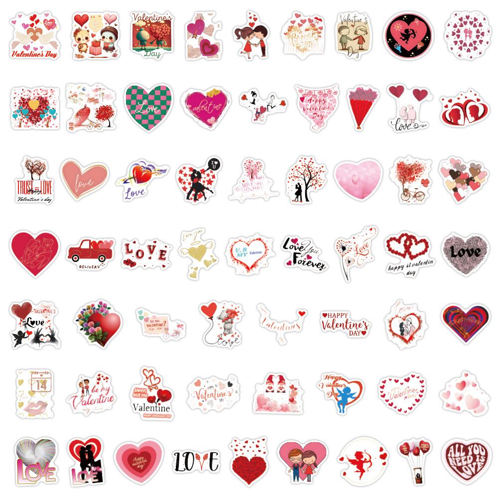 100 Valentine's Day Graffiti Stickers Water Cup Mobile Phone Case DIY Love Wedding Personalized Decoration Stickers