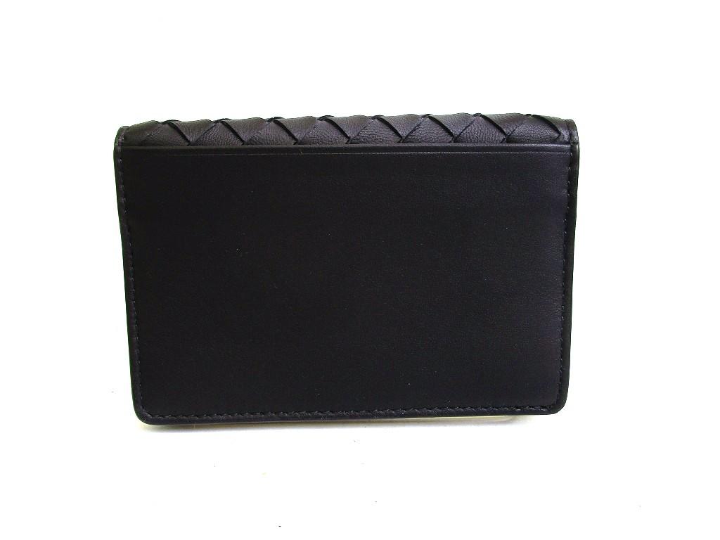 Authentic BOTTEGA VENETA Intrecciato Black Leather Business Card Holder #b110  Open Box