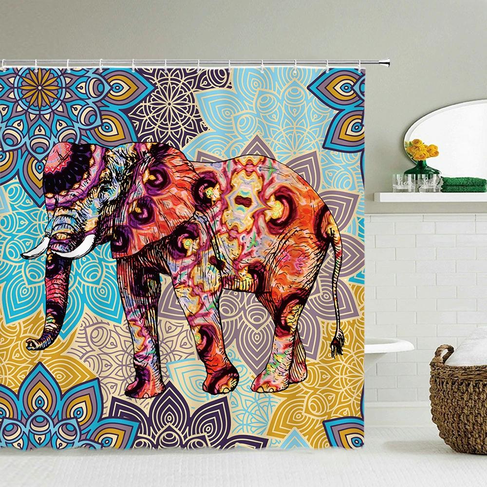 Indian Bohemian Style Shower Curtain Bathroom Waterproof Cloth Printed Mandala Decoration Bath Curtains large 240x180 With Hooks