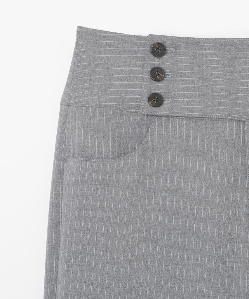 MILLO WOMEN Striped Button Pants [Gray]