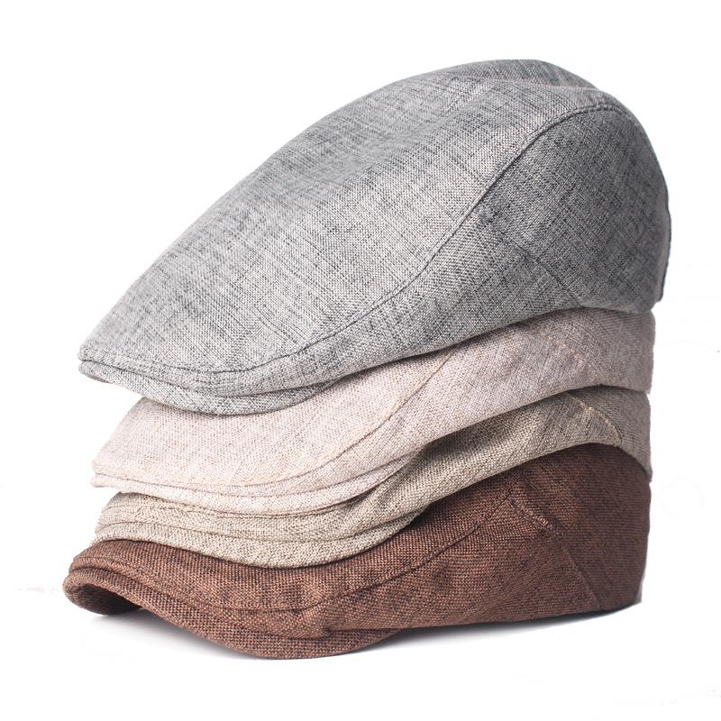Cotton and Linen Forward Cap Men's Simple Retro Duck-teak Cap Autumn Hat Literary Youth Beret Old Man Cap