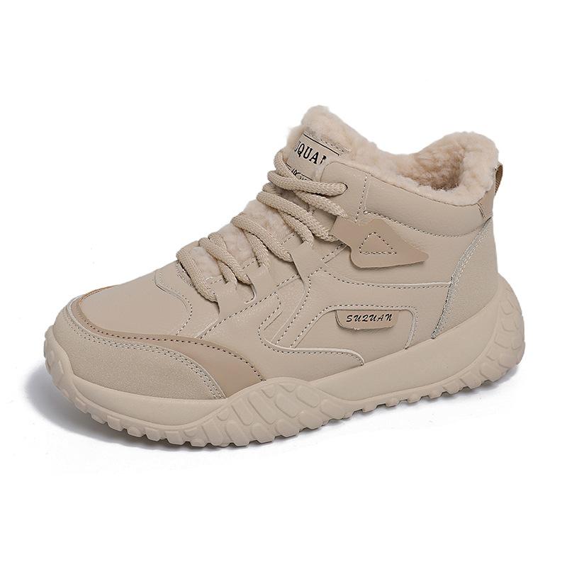 Высокие хлопковые ботинки женские зимние новые бархатные термоботинки модные универсальные на платформе повседневные женские 35