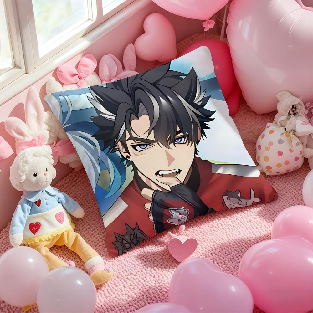 Anime Wriothesley Cushion Cover Pattern Printed Pillowcase for Living Room Sofa Cushion Cover & Bedroom Decor