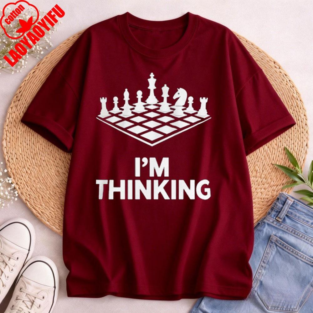 Vintage Chess Lover TShirt Im Thinking Chess Pieces Chess Player Lover Tees Gifts for Men Women Tops Fashion Tshirt