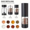 2Pack Portable Electric Salt and Pepper Grinder Set with LED Light, USB Charging with Type-C Rechargeable Base, ABS Material, 300mAh Lithium Battery