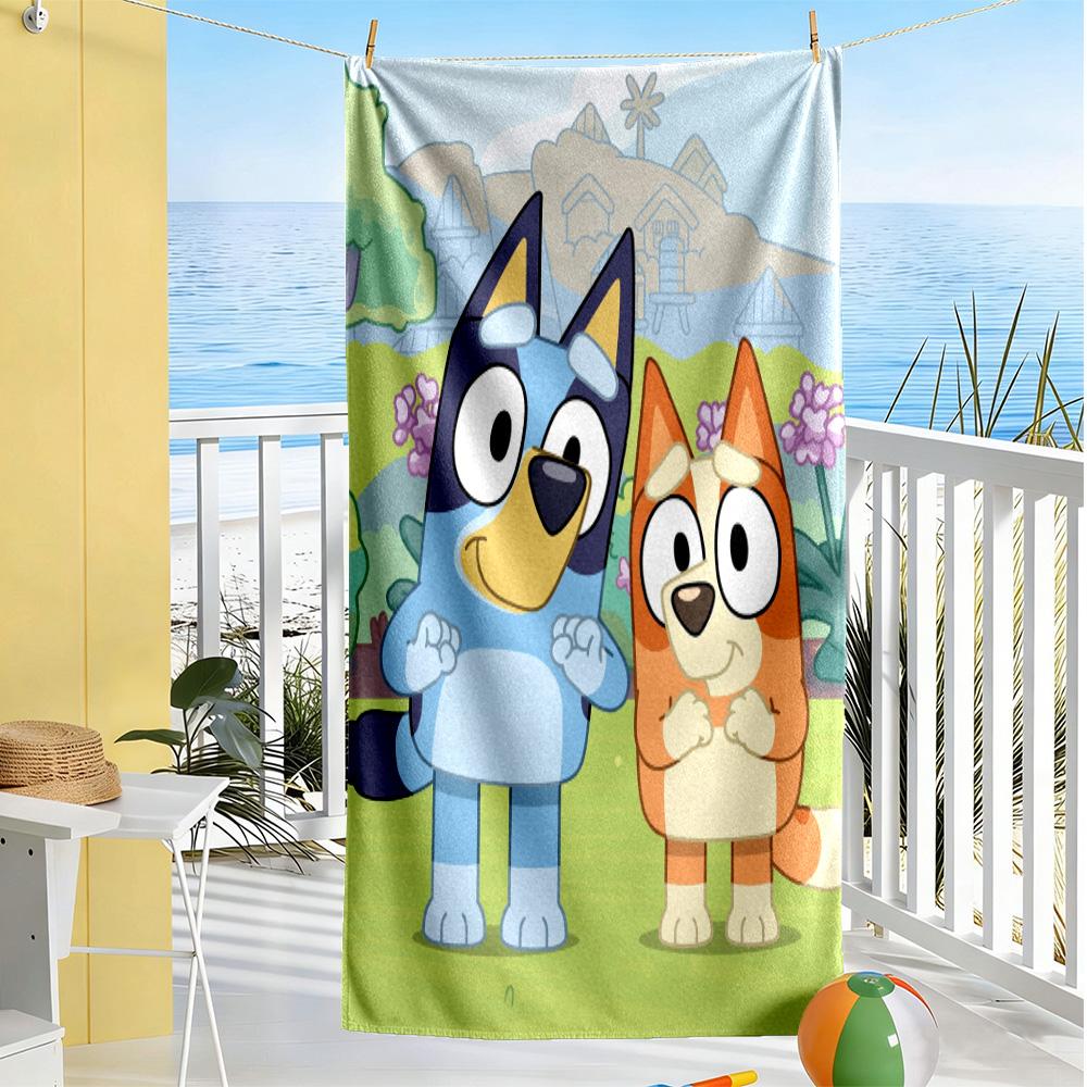 Bluey's Adventure Beach Towel Quick-Dry Soft Microfiber Comfortable Lightweight Suitable for Sports, Travel, Swimming, Yoga, Bathroom, Beach, And Pool
