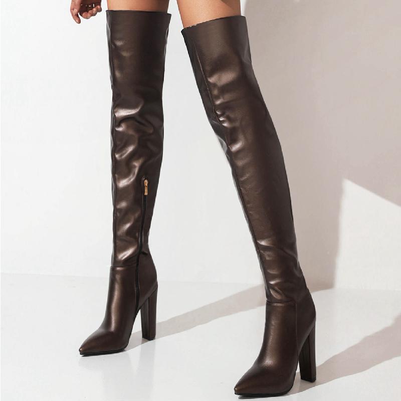 Fashion Over the Knee High Boots Women Shoes 2024 Winter Point Thigh High Boot Sexy Blue Green Party Dance Shoe Lady Big Size 48