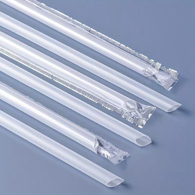 50/100Pcs Clear Disposable Plastic Straws Individually Wrapped Party Supplies for Restaurants Cafes, Events, Cafe Supplies