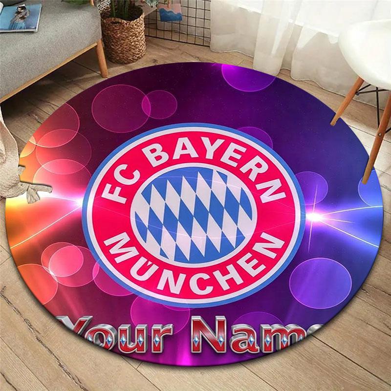 FC Bayern Munchen Custom Name Round Area Rug,Carpet Rug for Living Room Bedroom Sofa Playroom Decor,Non-slip Floor Mat