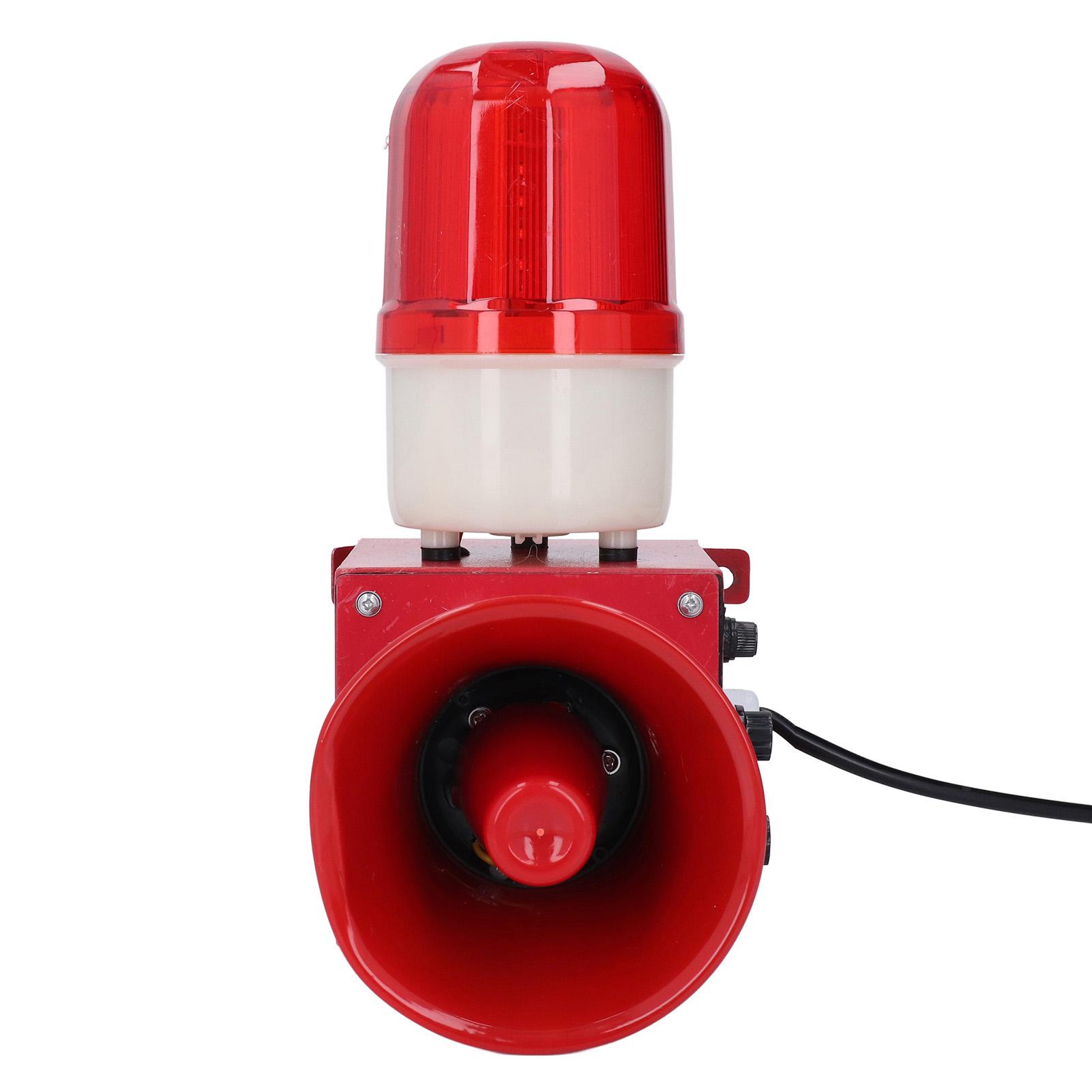 Alarma Sonora y Lumínica Industrial 9 Tipos de Sonidos Luz de Advertencia de Emergencia 130DB Alarma Exterior para Puerto Enchufe US 110V