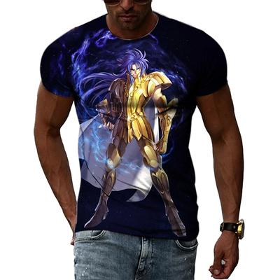 Golden Warrior Saint Seiya Animation 3D Printed Men'S And Women'S Crew Neck Short Sleeve T-Shirt Casual Sports T Shirt Top