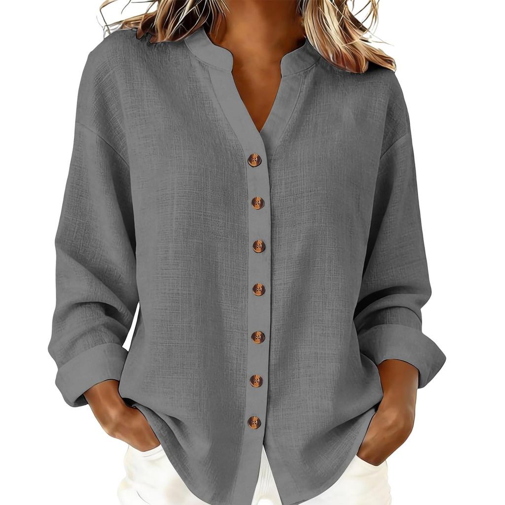 Women's Fashion Casual -Colour Long-Sleeved Button-Front Cardigan Shirt T-Shirt Top