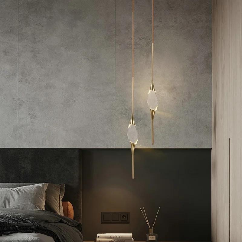 Modern living room chandelier Nordic light luxury crystal chandelier restaurant bar bedside decoration all copper chandelier