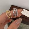 Korean Style Double Layer Ring Women's Ins Trendy Internet Popular Fashion Design Rings Shiny Zircon Elegant Female Jewelry
