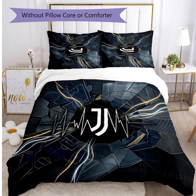 Set Biancheria da Letto 3 Pezzi con Stampa Pattern Juventus FC Morbido Delicato sulla Pelle Lavabile Copripiumino e Federe Set Stagione Unica Camera da Letto