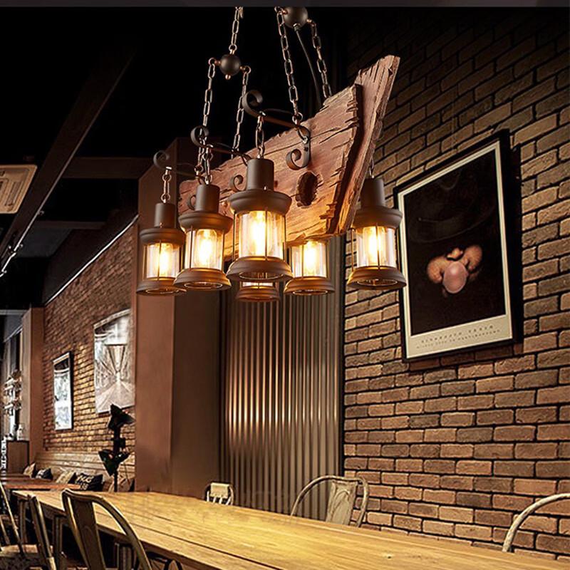 oeny American Retro Industrial Boat Wood Chandelier