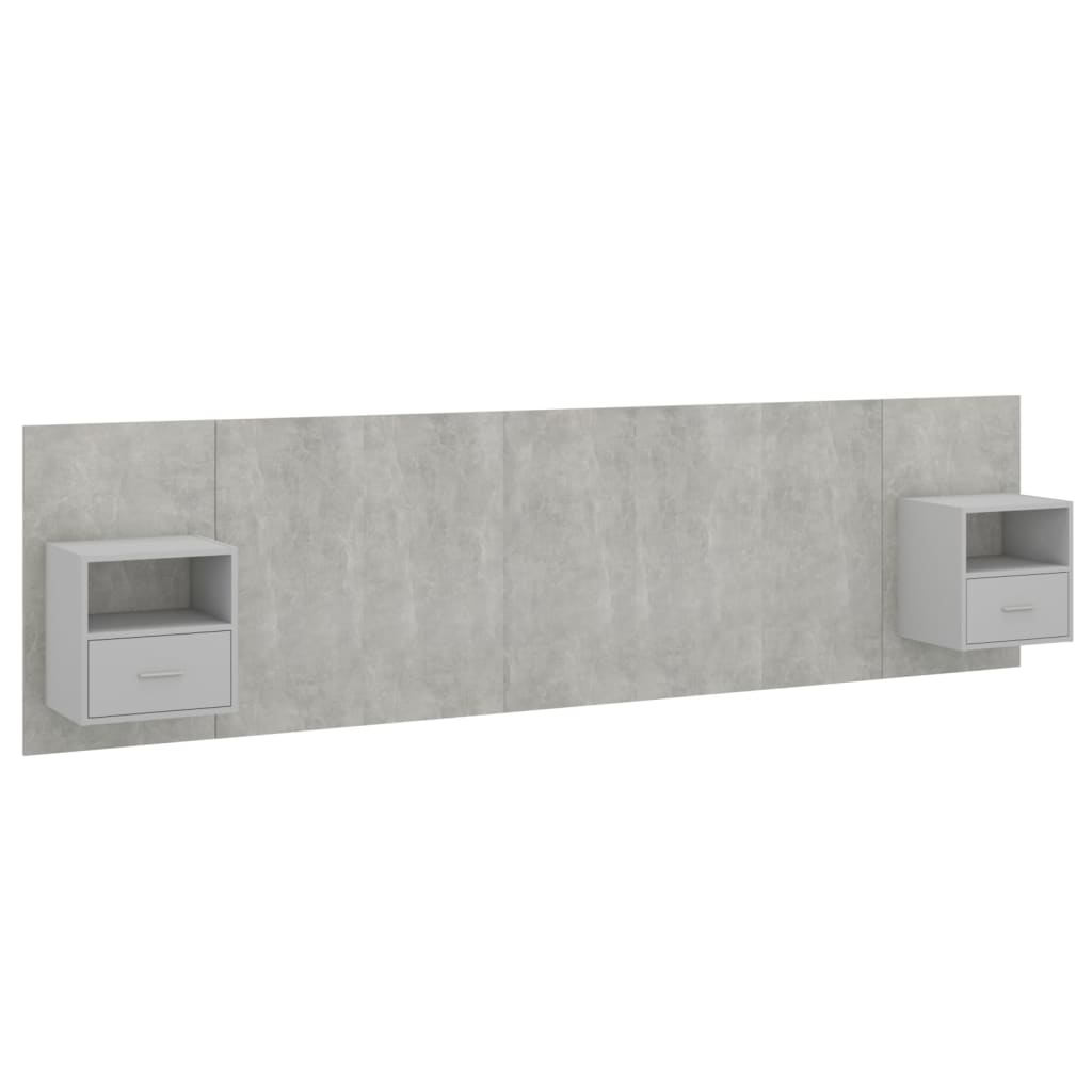 Headboard with Nightstands Concrete Grey Particleboard