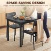3 Piece Space Saving Kitchen Table And Chairs Dining Table Set For 2 With Metal Legs Black Wood Effect