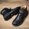 Mens Handmade Genuine Leather Boots  Retro Boots Men's Genuine Leather Large Men's Shoes High Top