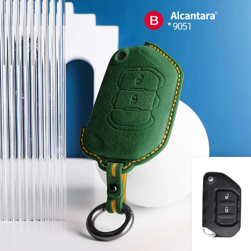 Interior Mouldings Car Remote Key Case Cover Shell For Jeep Wrangler JL JK JLU XD Gladiator JT Protector Suede Alcantara Accesso