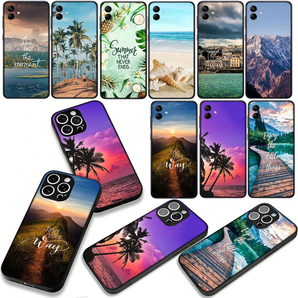 Pour Samsung Galaxy A07 A13 A12 A14 A23 A50 A51 A52 A53 A70 A71 A72 A21S A04 Note 20 9 8 10 Coque Montagne Mer Plage Voyage Océan