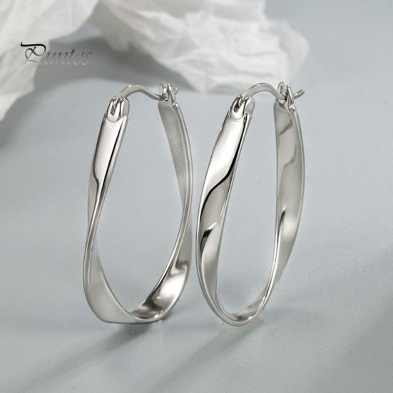 Stainless Copper Earrings 1 Pair Women Ear Hoop Twisted Circle Polished Pure High Color OL Commute Dating Prom Party Hanging Jewelry Lightweight