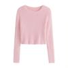 Y2K Cropped Sweater Pink Furry Solid Korean Fashion Pullover Knitted Sweaters Autumn Winter Long Sleeve Harajuku Jumper Sweater