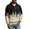 Men's Lapel Printed Single Breasted Pocket Long Sleeve Casual Sports T-Shirt