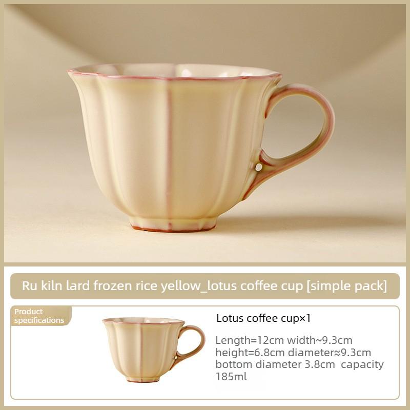 Ru Ware Coffee Cup with Saucer Ceramic Tea Cup Luxury High End Porcelain Afternoon Tea Set Elegant Home Decor Gift for Her 185ml
