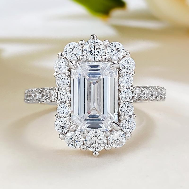 

European and American 6x9mm Rectangular S925 Sterling Silver Women s Ring Size 7