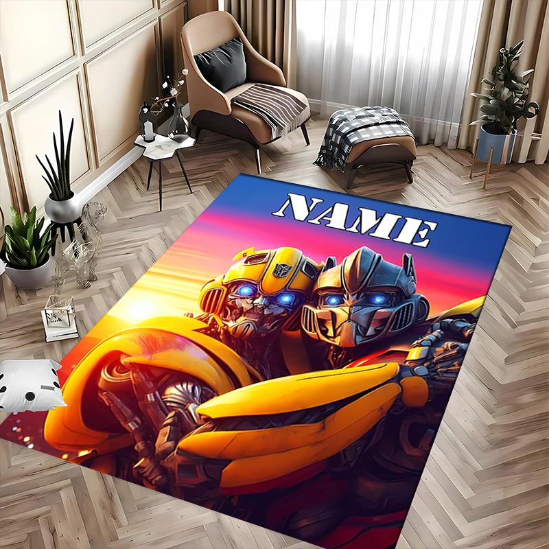 Custom Personalization Optimus Prime & Bumblebee Area Rug - Perfect For Kitchen, Bathroom,Laundry Room Decor Large Size Available,Gift All Seasons