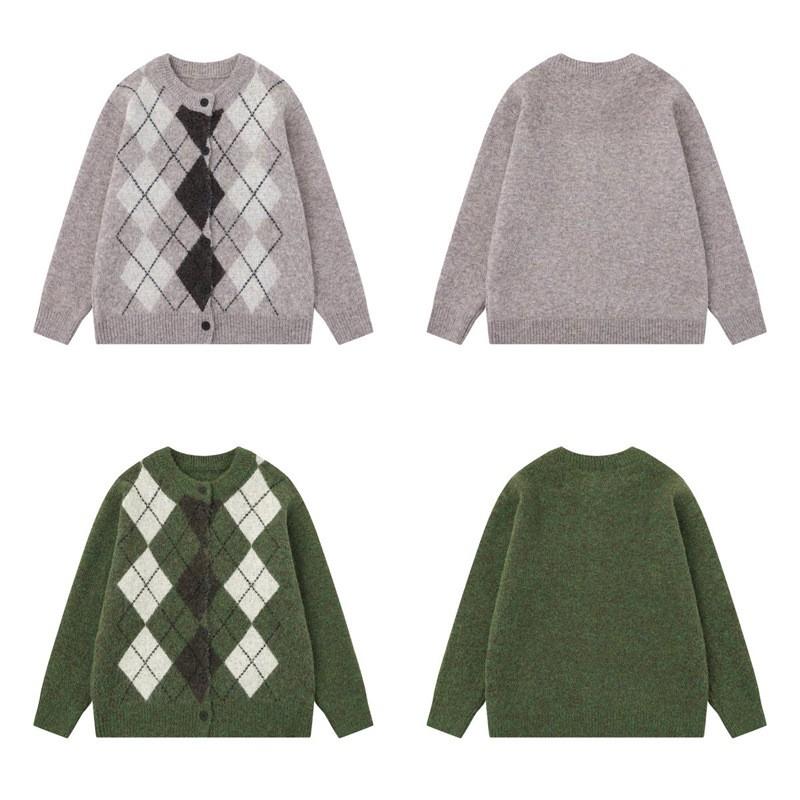 Unisex Oversized Chunky Knit Cardigan With Colorblock Warm Winter Sweater