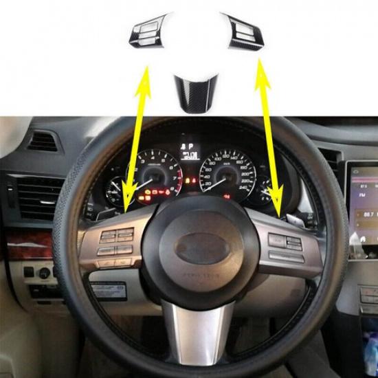 3PCS Carbon fiber Steering wheel button trim For Subaru outback Legacy 2010-2014