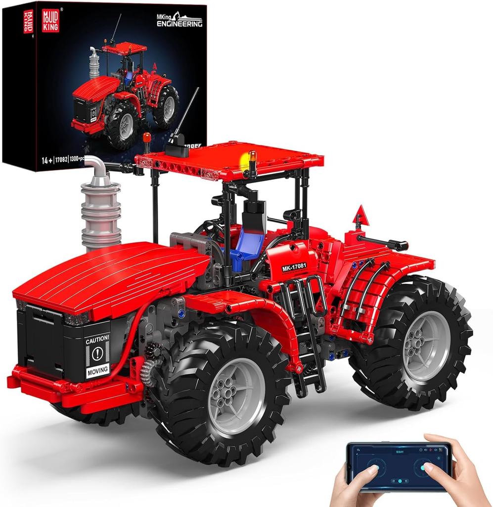 Mould King 17082 Technic Series Tractor and Forklift Model Remote Control Building Block Set (1,300 Pieces)