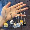 2Pcs Cute Cat Fishbone Keychain Bag Hanging Car Keyring Kawaii Resin Cat Pendant  Gifts