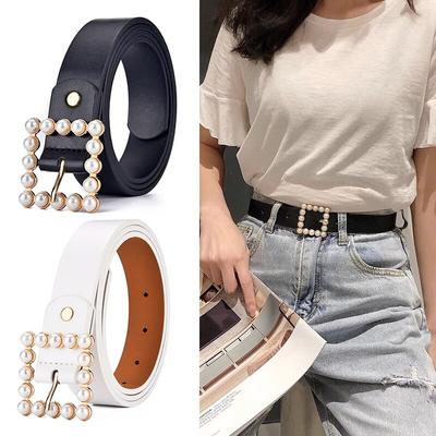 Neuer Damen Gürtel Mode Perlen Schnalle Gürtel Trend Vielseitiger Jeans Gürtel PU Leder Gürtel Street Trend Y2K Gürtel Geschenk für Freundin