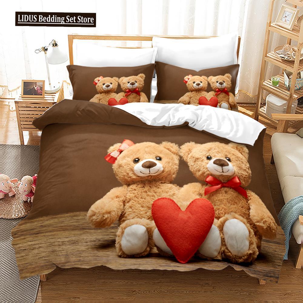 3D Panda Duvet Cover Set King Size Cute Panda Bamboo Bedding Set Black White Bear Polyester Quilt Cover For Boy Kid For Bedroom