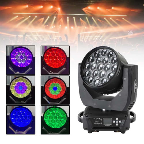 Frezon Stage Lighting, High-Brightness 19x15W LED RGBW Moving Light, 4-in-1 DMX, 0-100% Linear Dimming, 540 Pan, 250 Tilt, Japanese Instruction Manu