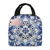 Antique Classic Lisbon Blue Azulejo Tile Floral Pattern Insulated Lunch Bag for Kids School Cooler Thermal Food Box TotePortable