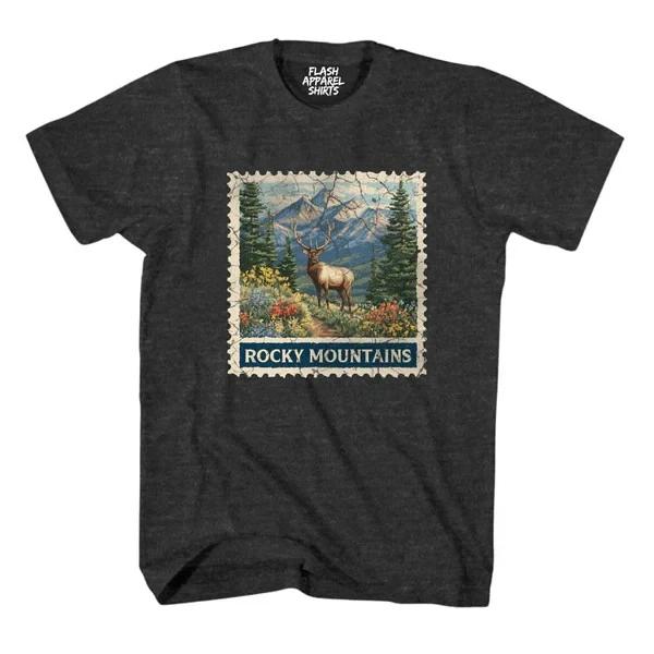 Rocky Mountain National Park Colorado Moose Shirt Stamp T Shirt Wildlife Nature XS