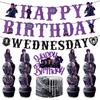 15pcs Wednesday Addams Party Supplies Including Banners and CakeToppers